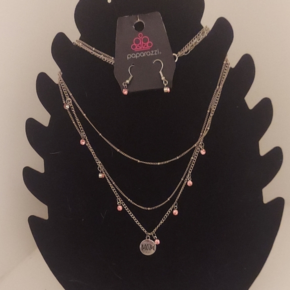 paparazzi Jewelry - Paparazzi Pink and Silver Multi-Layer Necklace